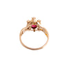 Antique Red Glass Stone with Seed Pearls Ring