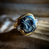 Vintage Hematite Intaglio and Diamond Ring