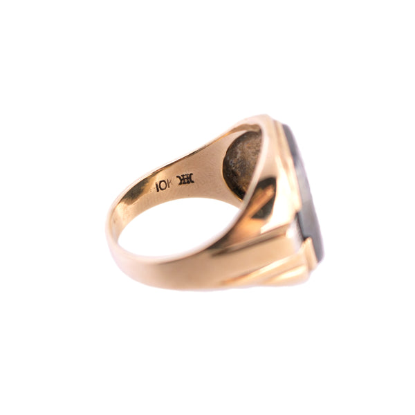Vintage Hematite Intaglio and Diamond Ring