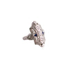 18K White Gold Diamond and Synthetic Sapphire Filigree Ring