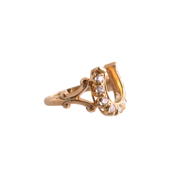14K Gold and Diamond Horseshoe Ring