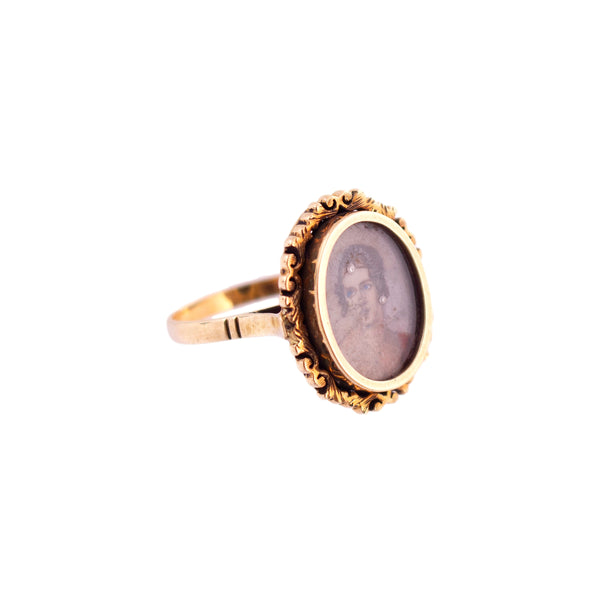 Italian Painted Portrait of a Lady Ring