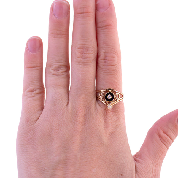 Upcycled Onyx Stick Pin Ring