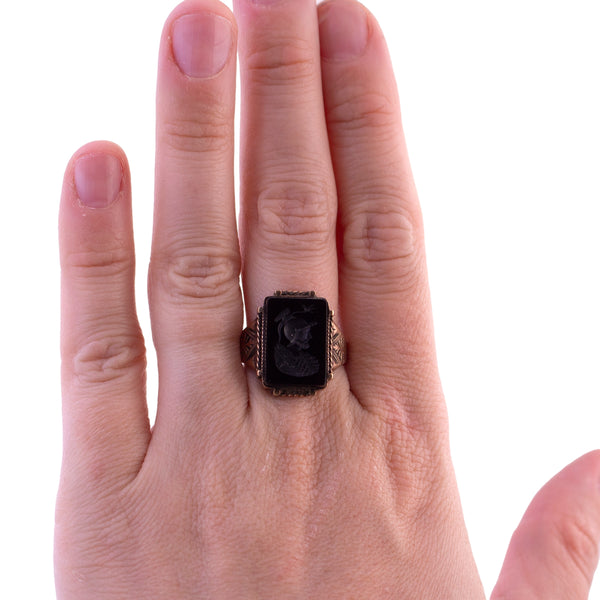 Antique Onyx Roman Soldier Intaglio Ring