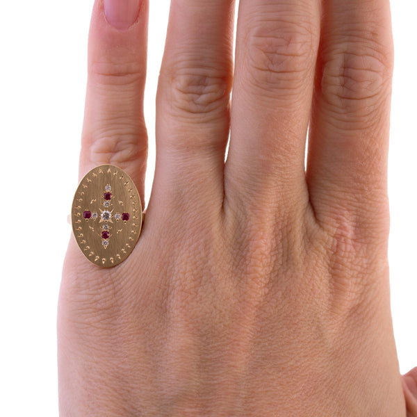 Upcycled Ruby and Diamond Star Set Ring