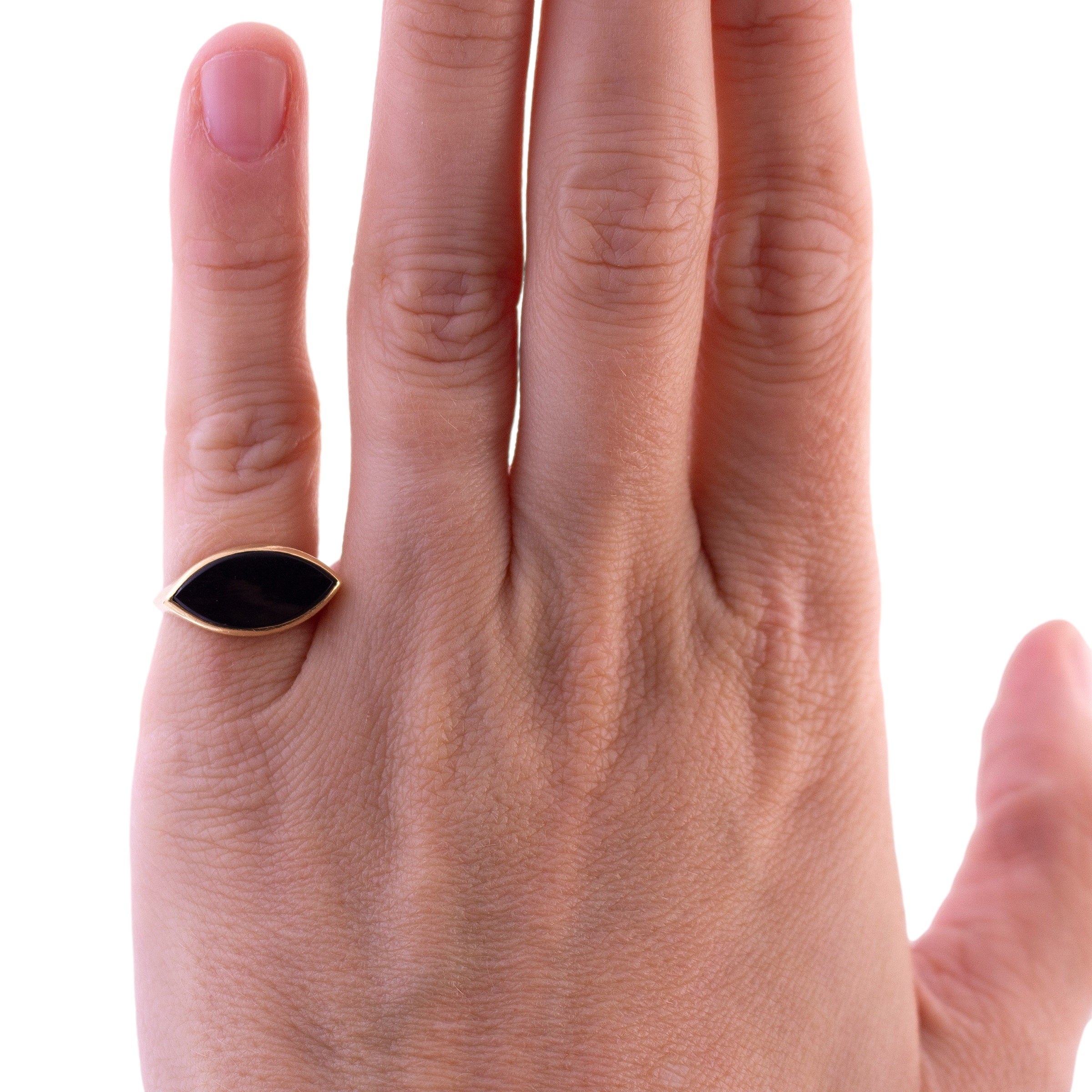 14K Gold Onyx Eye Ring