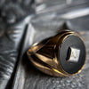 10K Gold Onyx and Diamond Fluted Gent's Ring