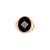 10K Gold Onyx and Diamond Fluted Gent's Ring