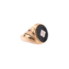 10K Gold Onyx and Diamond Fluted Gent's Ring