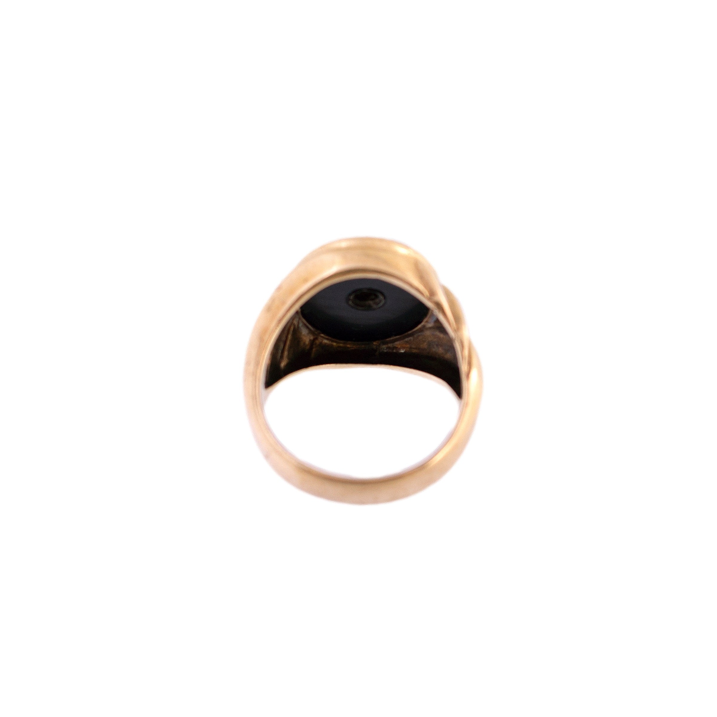 10K Gold Onyx and Diamond Fluted Gent's Ring