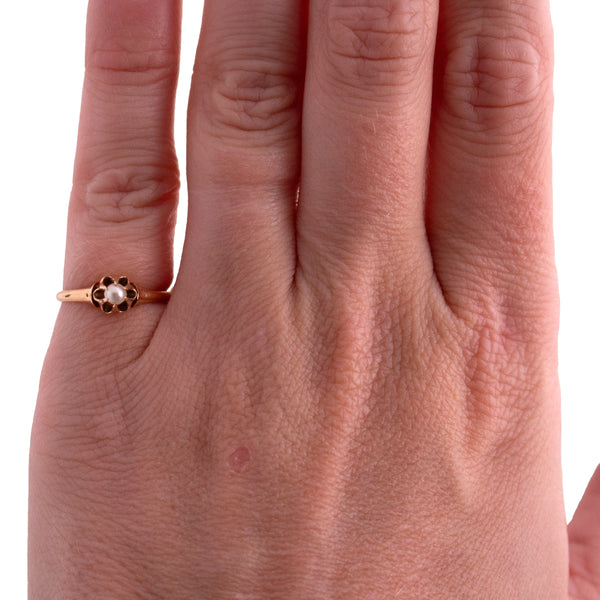 14K Gold Pearl Buttercup Set Ring