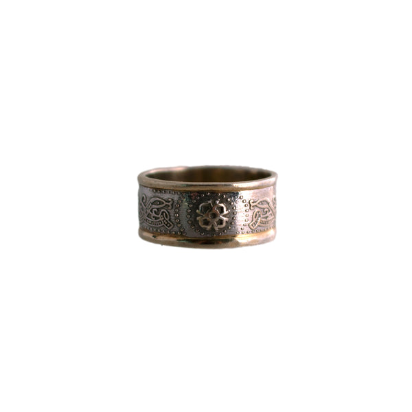 Sterling Celtic Warrior Shield Wedding Band Two Tone