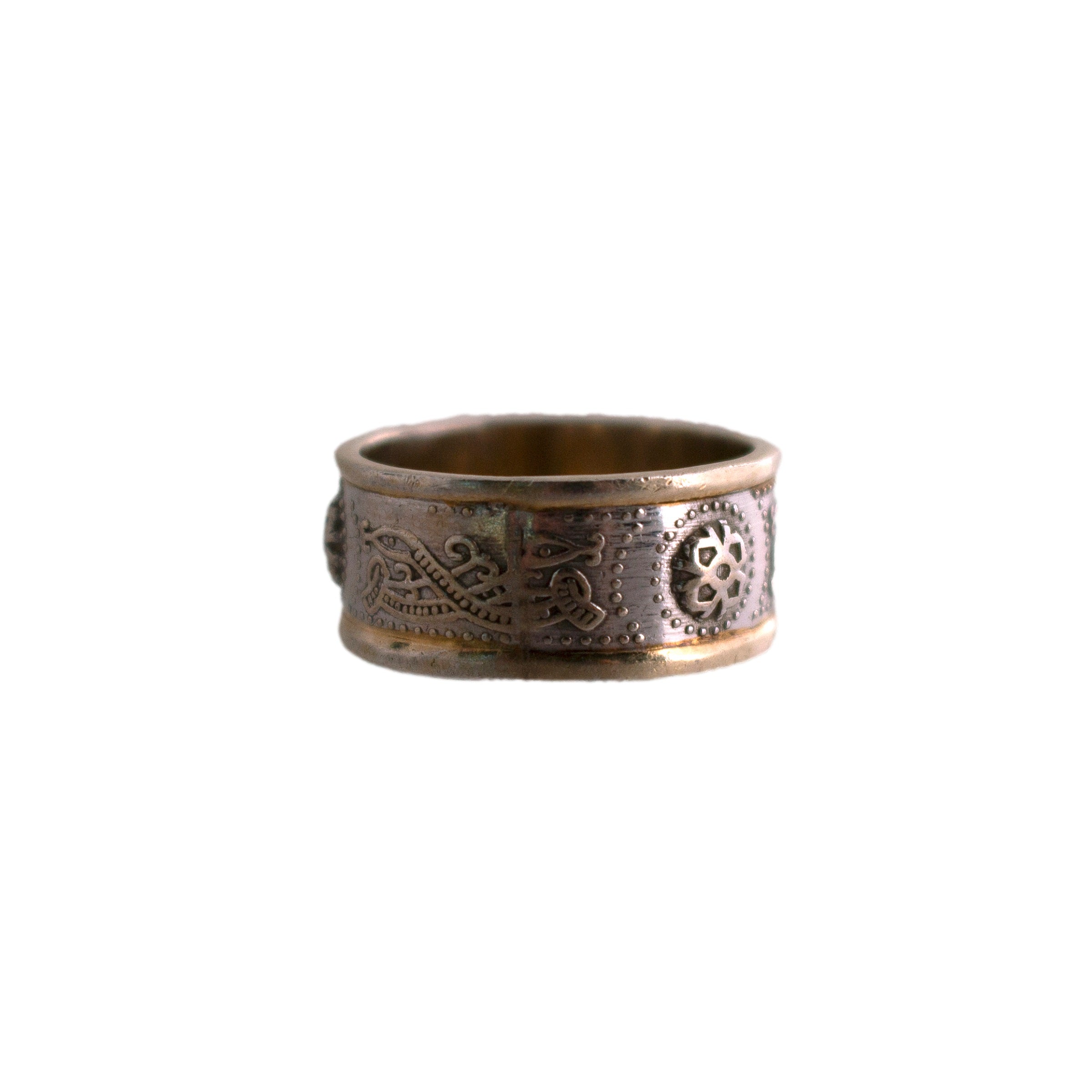Sterling Celtic Warrior Shield Wedding Band Two Tone