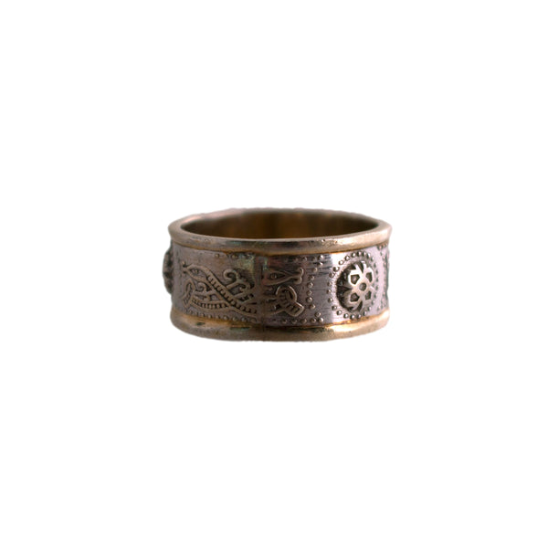 Sterling Celtic Warrior Shield Wedding Band Two Tone