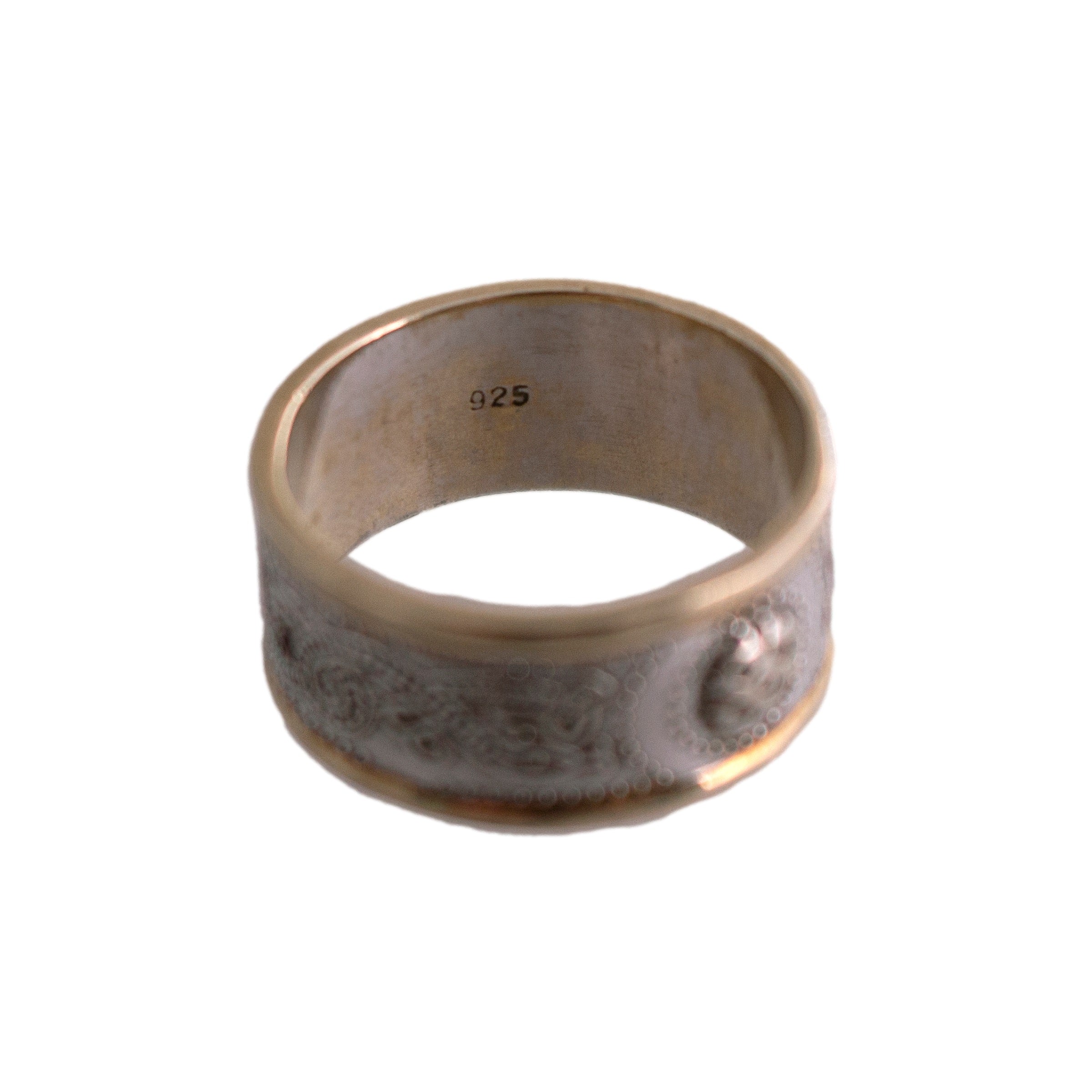 Sterling Celtic Warrior Shield Wedding Band Two Tone