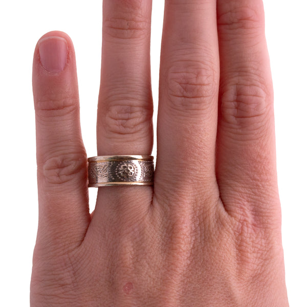 Sterling Celtic Warrior Shield Wedding Band Two Tone
