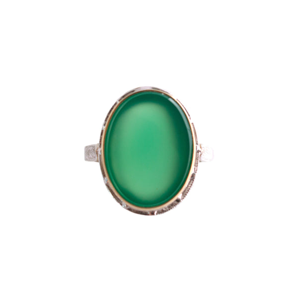 Vintage 10K Gold Green Onyx Ring