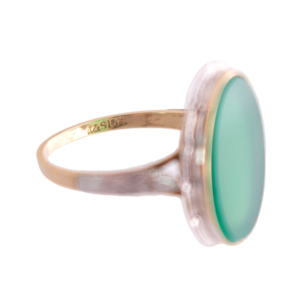 Vintage 10K Gold Green Onyx Ring