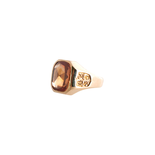 Vintage 10K Gold Synthetic Citrine Crest Ring