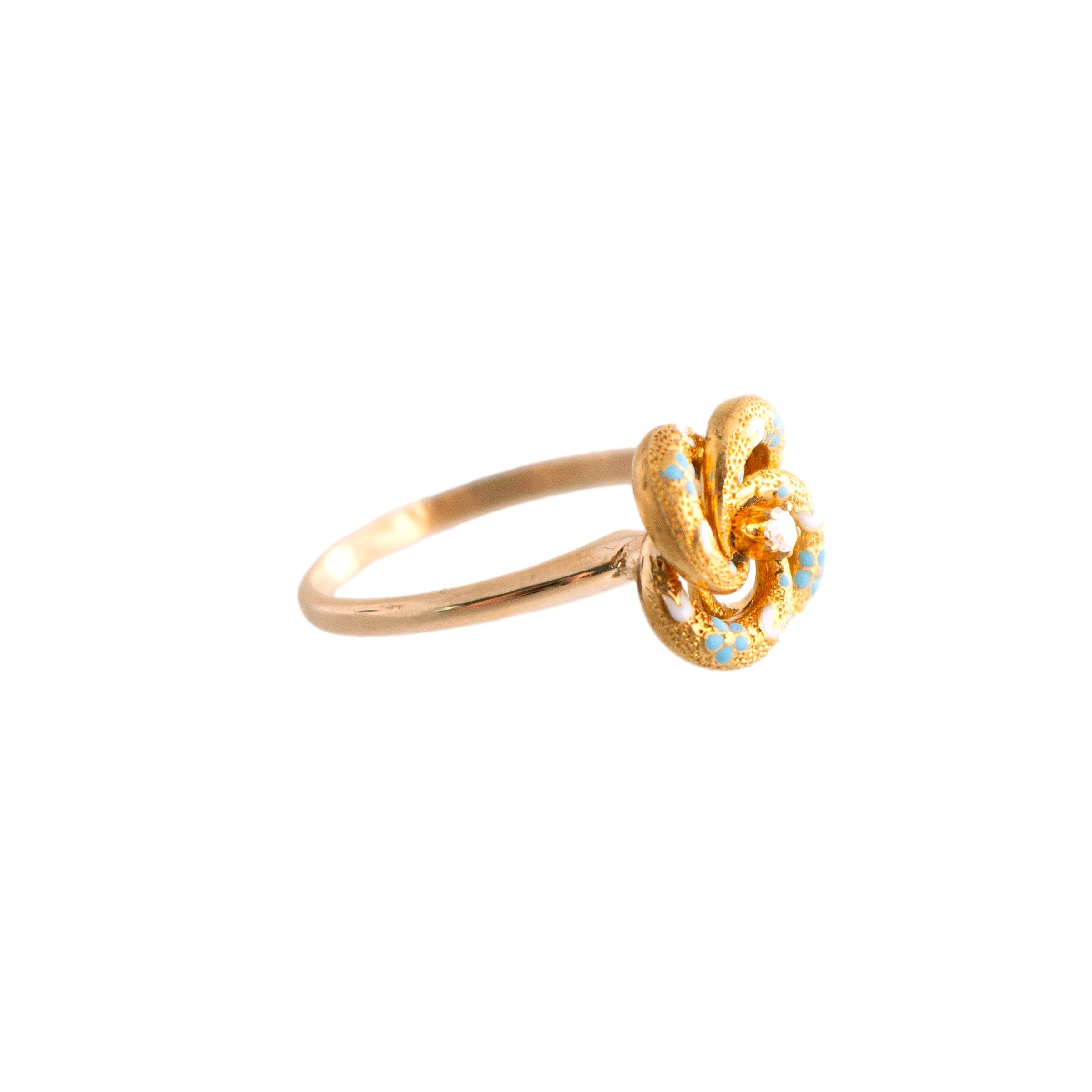 Upcycled Enamel and Diamond Knot Ring