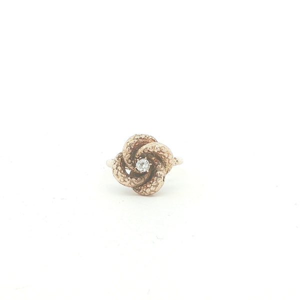 Gold Knot Ring with Diamond