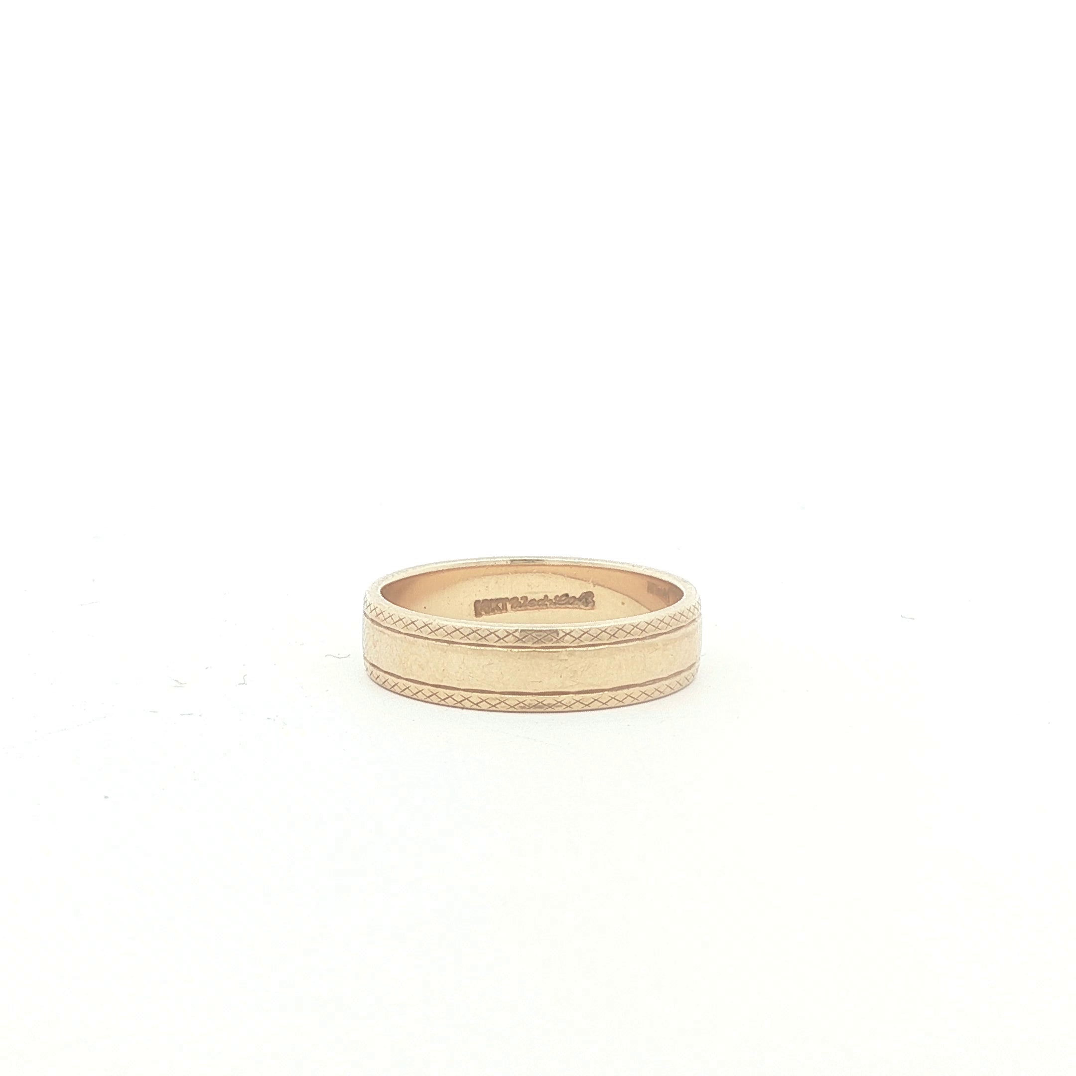 Gold Band with Criss Cross Edges