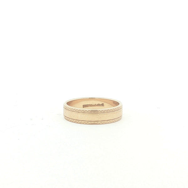 Gold Band with Criss Cross Edges