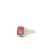 Etched White Gold Ring with Synthetic Ruby