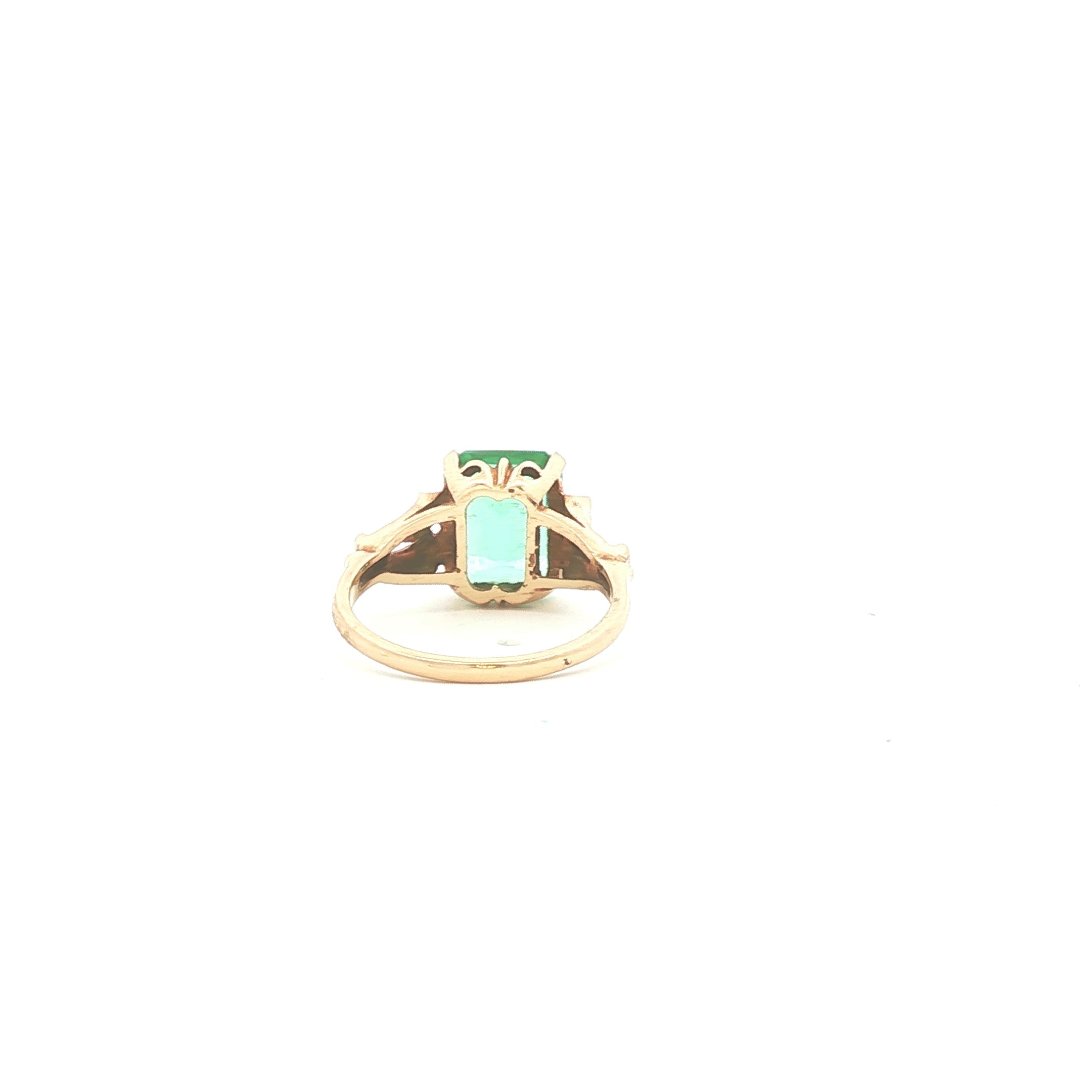 10K Gold Floral Ring with Green Stone