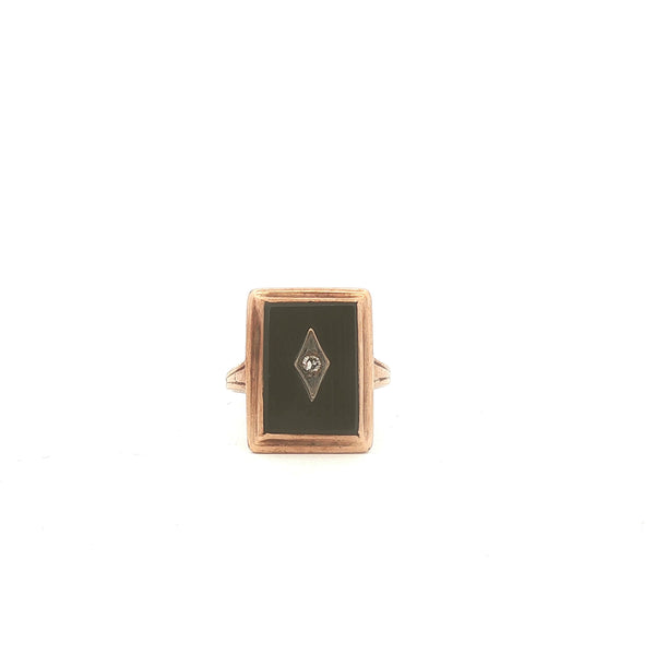 Onyx and Diamond Rectangular Ring