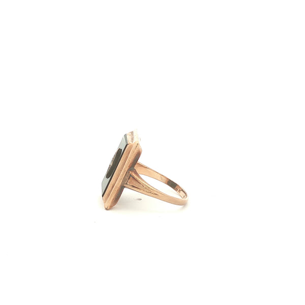 Onyx and Diamond Rectangular Ring