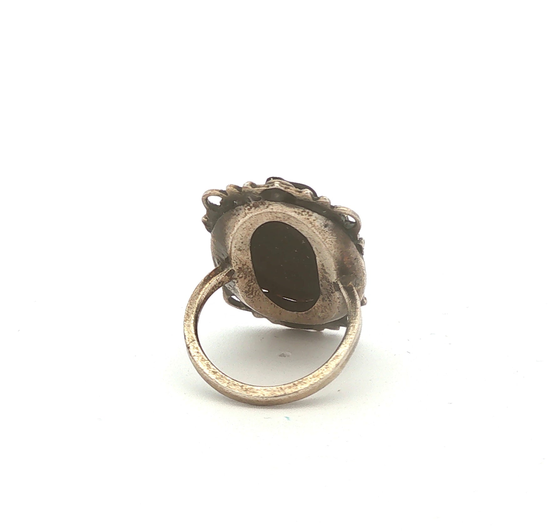 Sterling Carved Onyx Floral Ring
