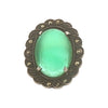 Sterling Green Chalcedony and Marcasite Ring