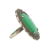 Sterling Green Chalcedony and Marcasite Ring