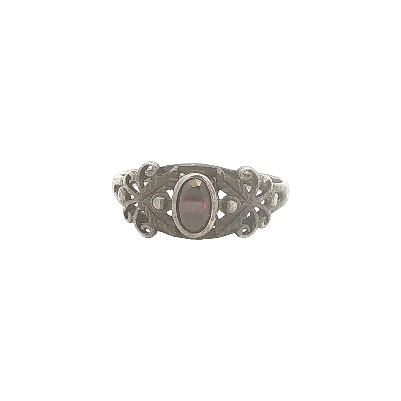 Vintage Sterling Filigree Garnet Ring