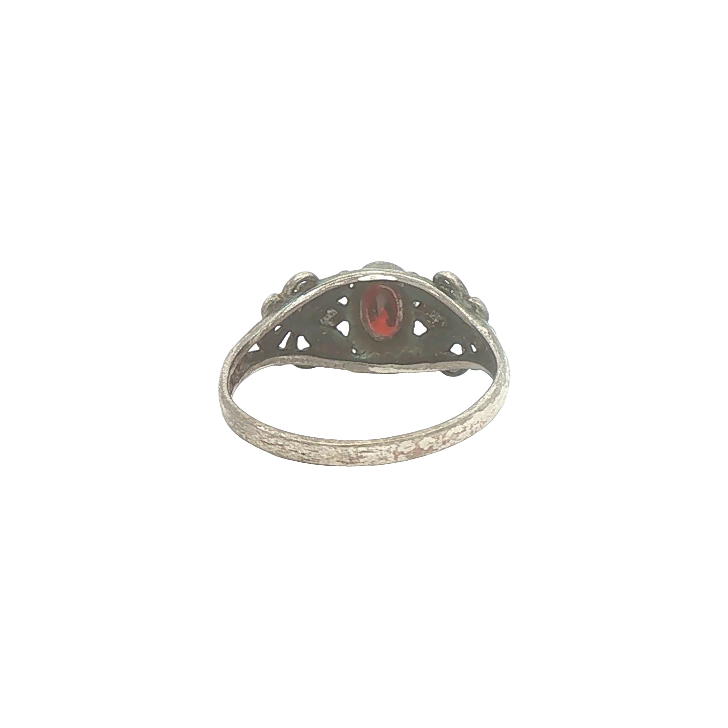 Vintage Sterling Filigree Garnet Ring