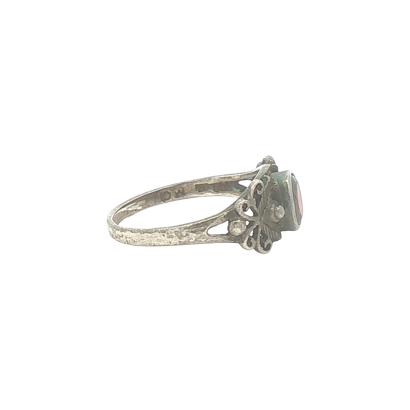 Vintage Sterling Filigree Garnet Ring
