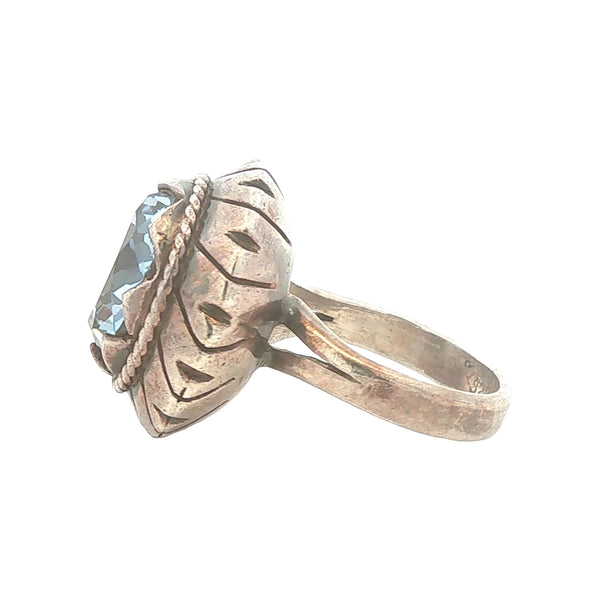 Sterling Silver Dramatic Blue Synthetic Ring