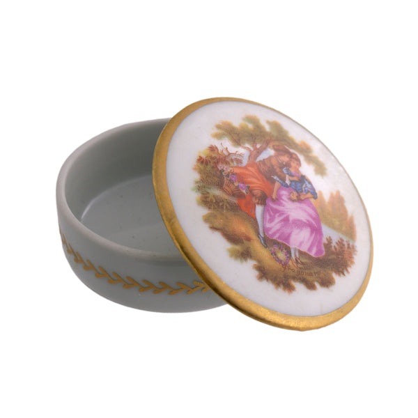 Limoges Fragonard Courting Couple Trinket Box