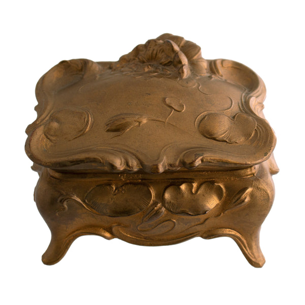 Antique Jewelry Casket with Black Velvet