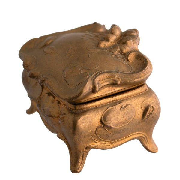 Antique Jewelry Casket with Black Velvet
