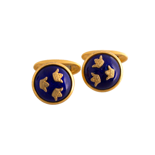 Sporrong & Co Blue Enamel Swedish Emblem Cuff Links