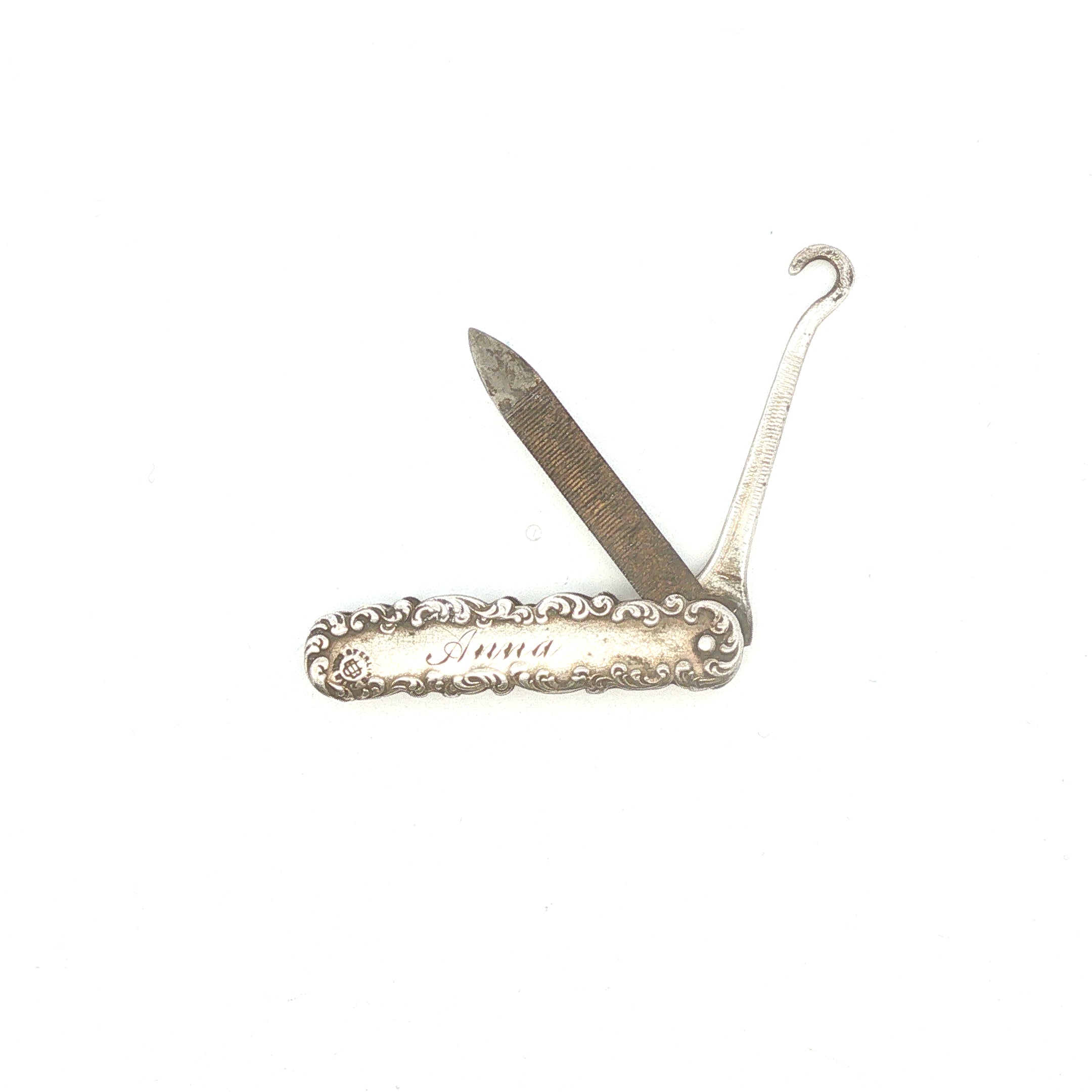 Antique Sterling Nail File and Glove Hook