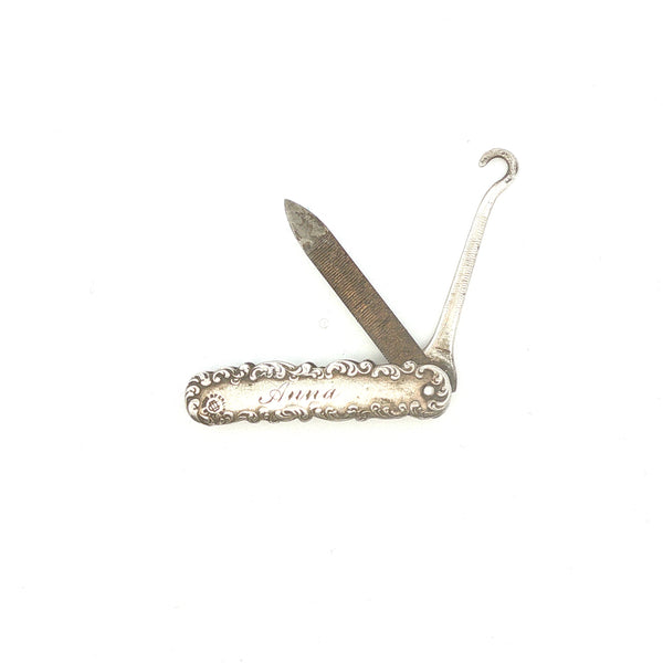 Antique Sterling Nail File and Glove Hook