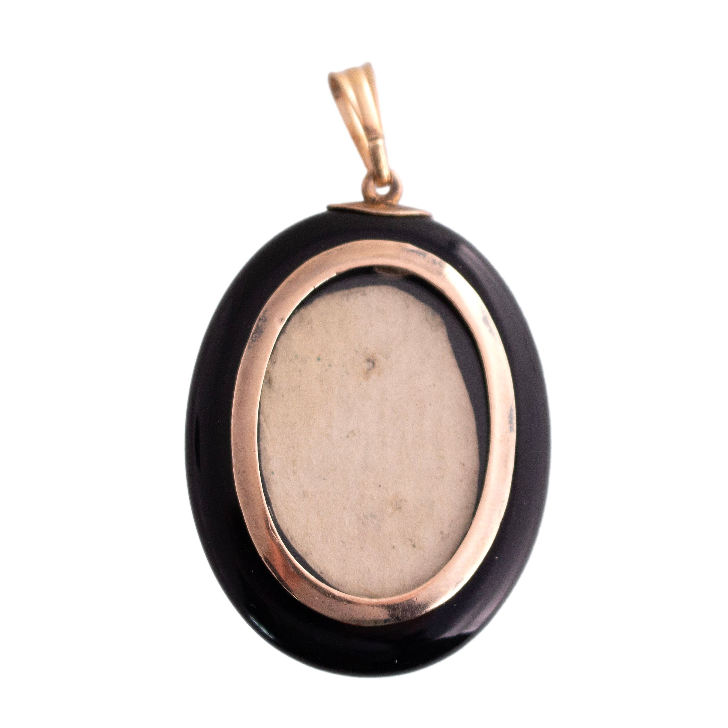 Antique Onyx and Ruby Mourning Pendant
