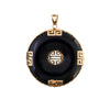 14K Gold Asian Inspired Onyx Pendant