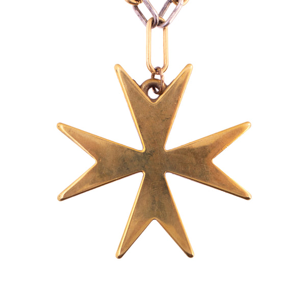 Two Tone Maltese Cross Necklace