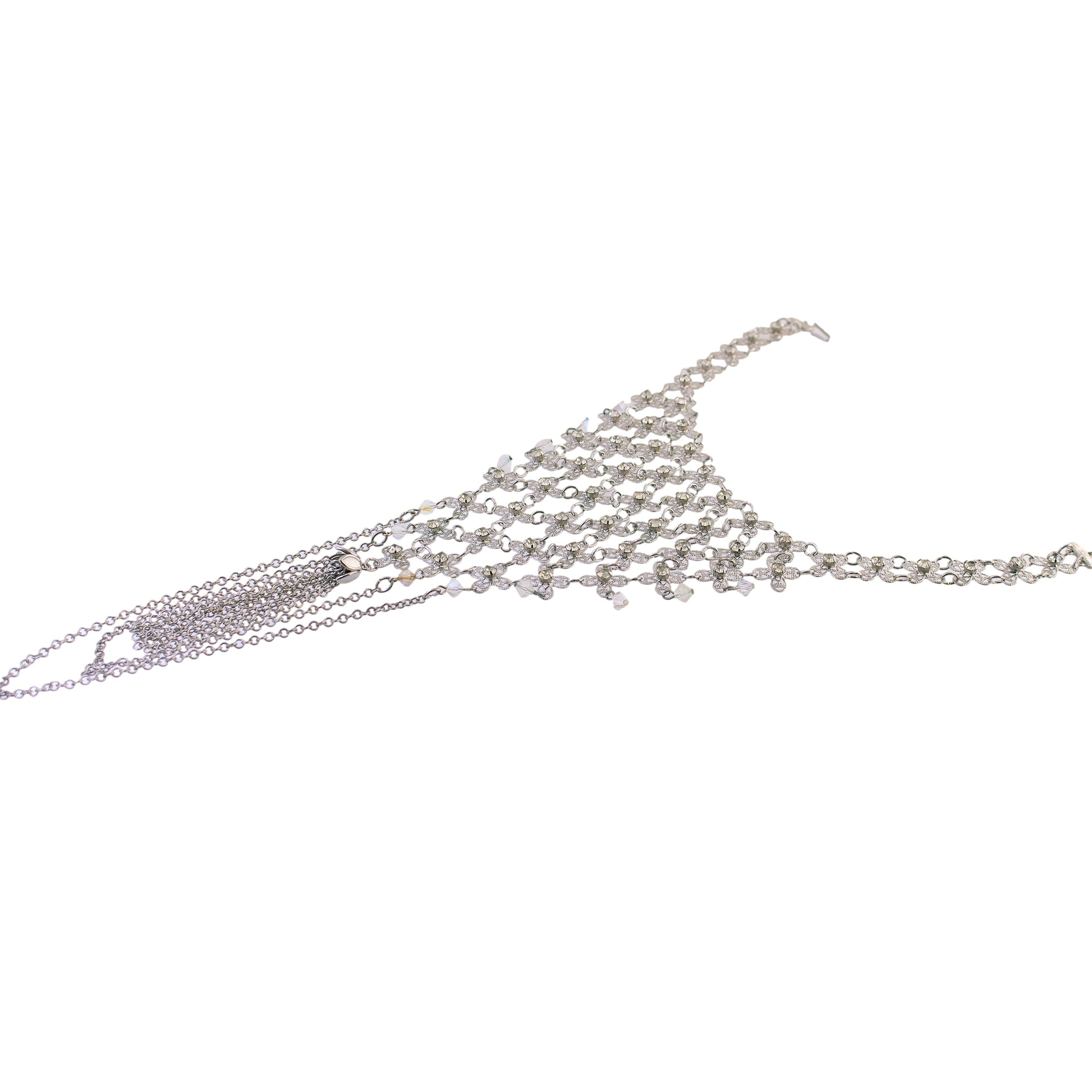 Tiered Rhinestone Tassel Necklace