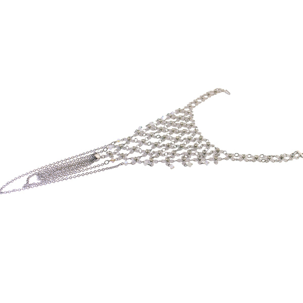 Tiered Rhinestone Tassel Necklace