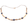 Gold Filled Blue Cabochon Decorative Link Necklace